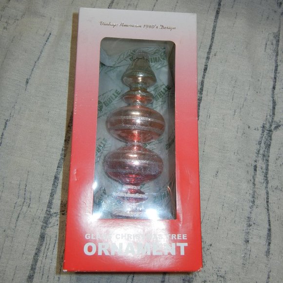 "Shiny Brite Radko Reflector Ball Xmas FINAIL Ornament Pink Blue WEST ELM NEW" - Picture 4 of 6